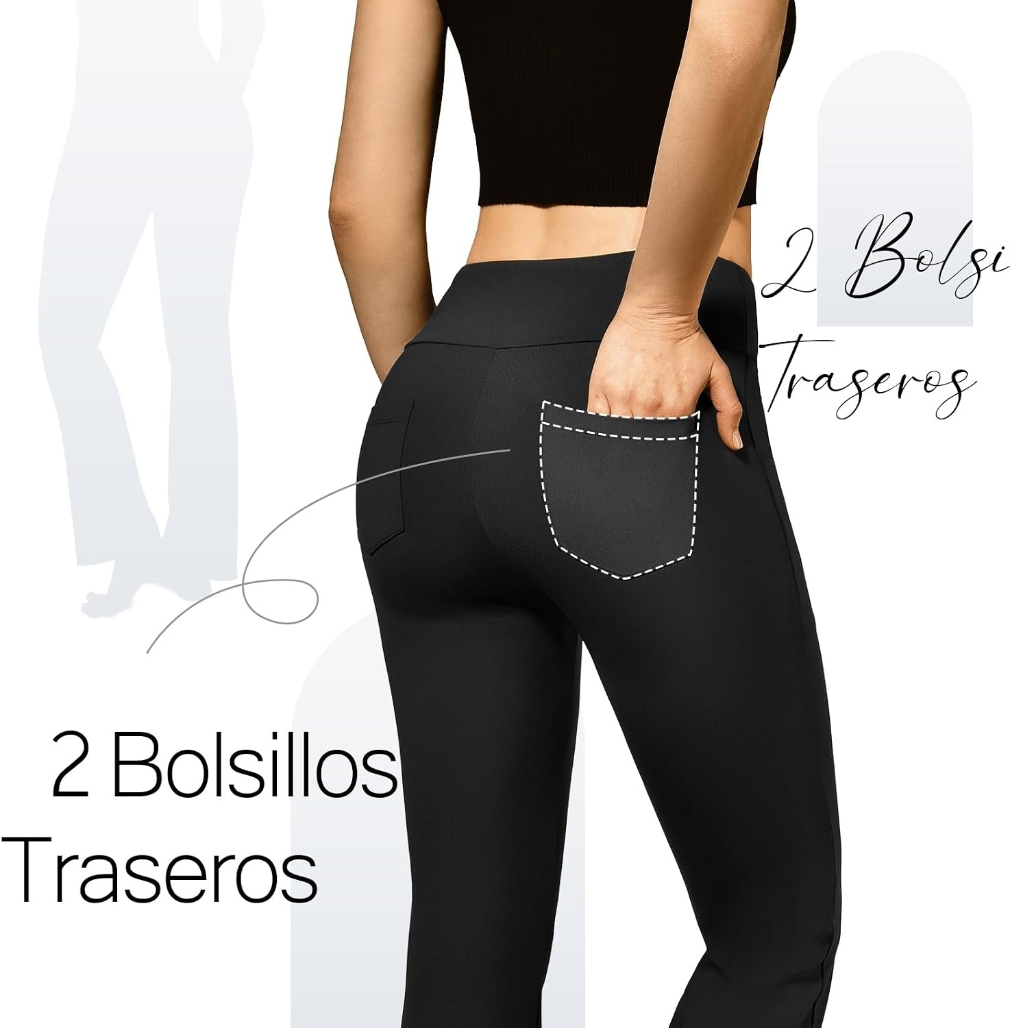 image:imageSINOPHANT Flared Yogahose Damen Leggings High Waist Schlaghose Blickdicht Leggins Bootcut Jogginghose with TaschenRosa