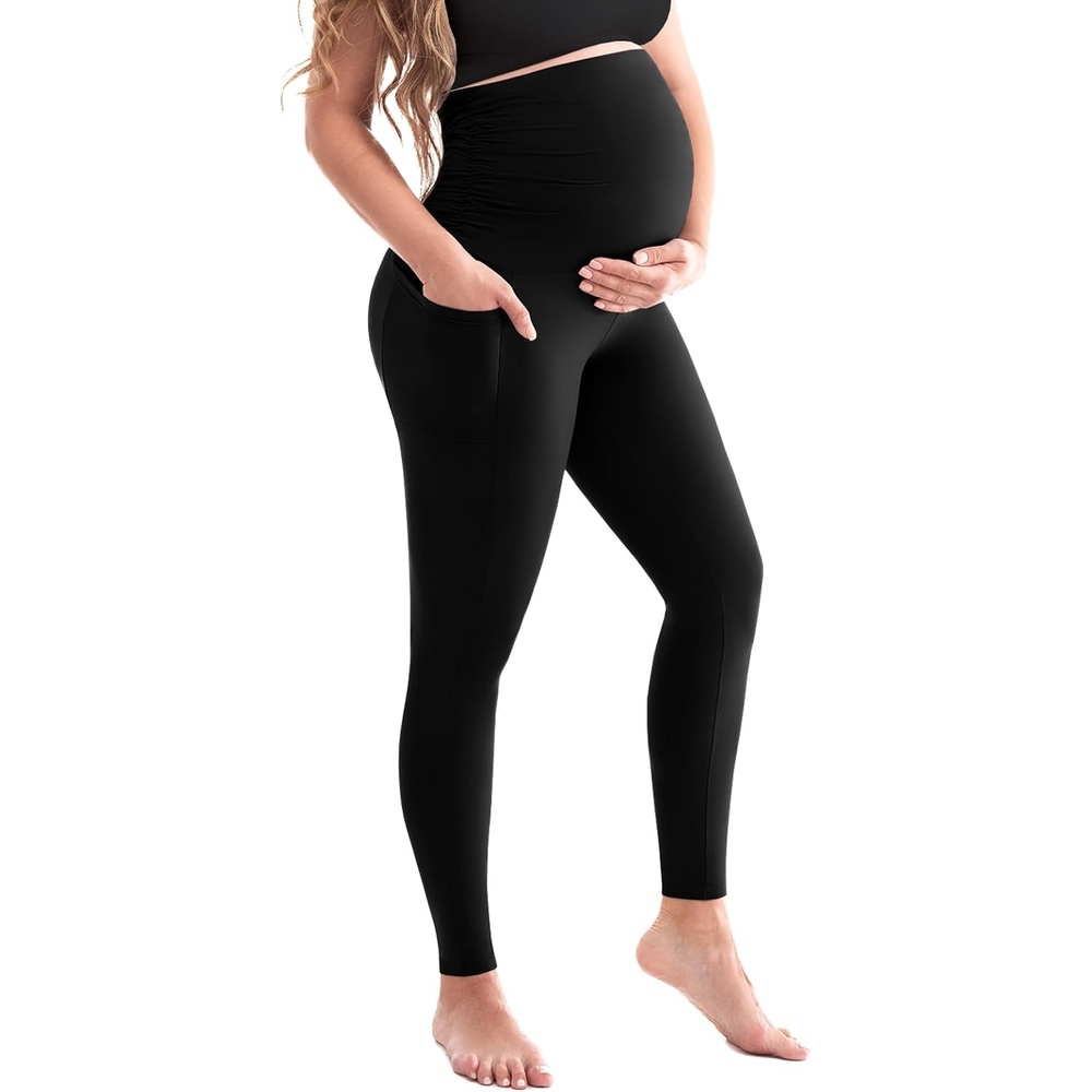 image:imageSINOPHANT Damen Umstandsleggings mit Taschen1 Packung Schwarz