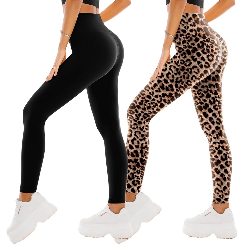image:imageSINOPHANT Leggings Damen High Waist Leggins fr Sport2er Pack SchwarzLeopard