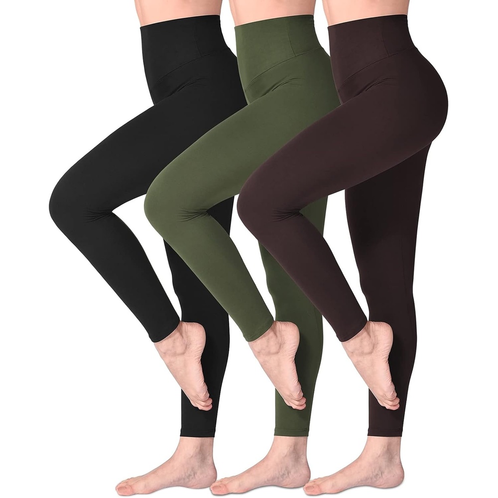 image:imageSINOPHANT Leggings Damen High Waist Leggins fr Sport3er Pack SchwarzArmee GrnBraun