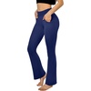 SINOPHANT Flared Yogahose Damen Leggings High Waist Schlaghose Blickdicht Leggins Bootcut Jogginghose with Taschen(Navy)