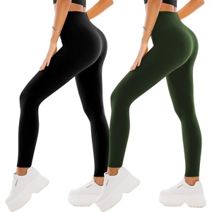 SINOPHANT Leggings Damen High Waist Leggins für Sport(#2er Pack Schwarz/Armeegrün)