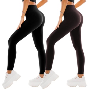 SINOPHANT Leggings Damen High Waist Leggins für Sport(#2er Pack Schwarz/Dunkelbraun)